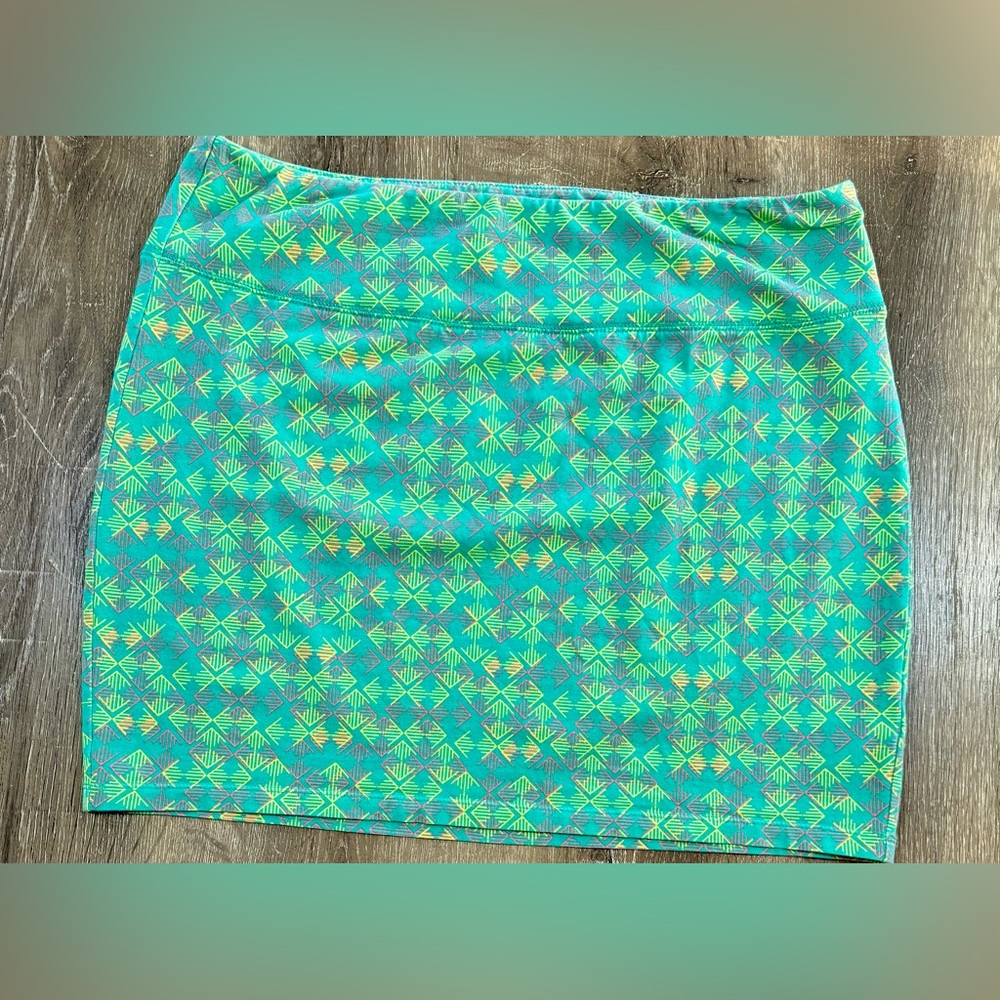 Mossimo Supply Co, Teal Geometric Mini Skirt, Boho Print, Size L NWOT
